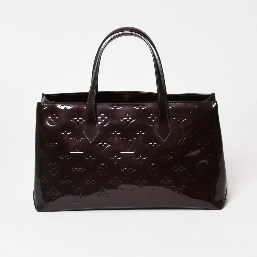 LOUIS VUITTON Wilshire Handbag Brown Amarante Purple Enamel Vernis